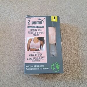New! Puma 2 pack Seamless Sports Bras Small Pink Blue Convertible